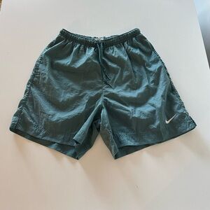 Vintage 90s Nike Teal Nylon Swoosh Logo Shorts Women’s M Men’s S? 5” Lightweight